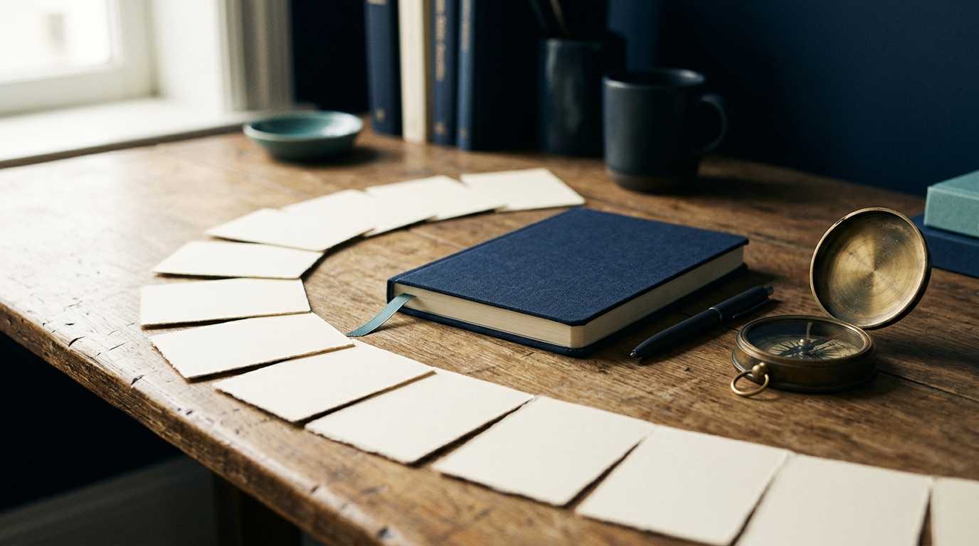 Compass and notebook representing a professional path