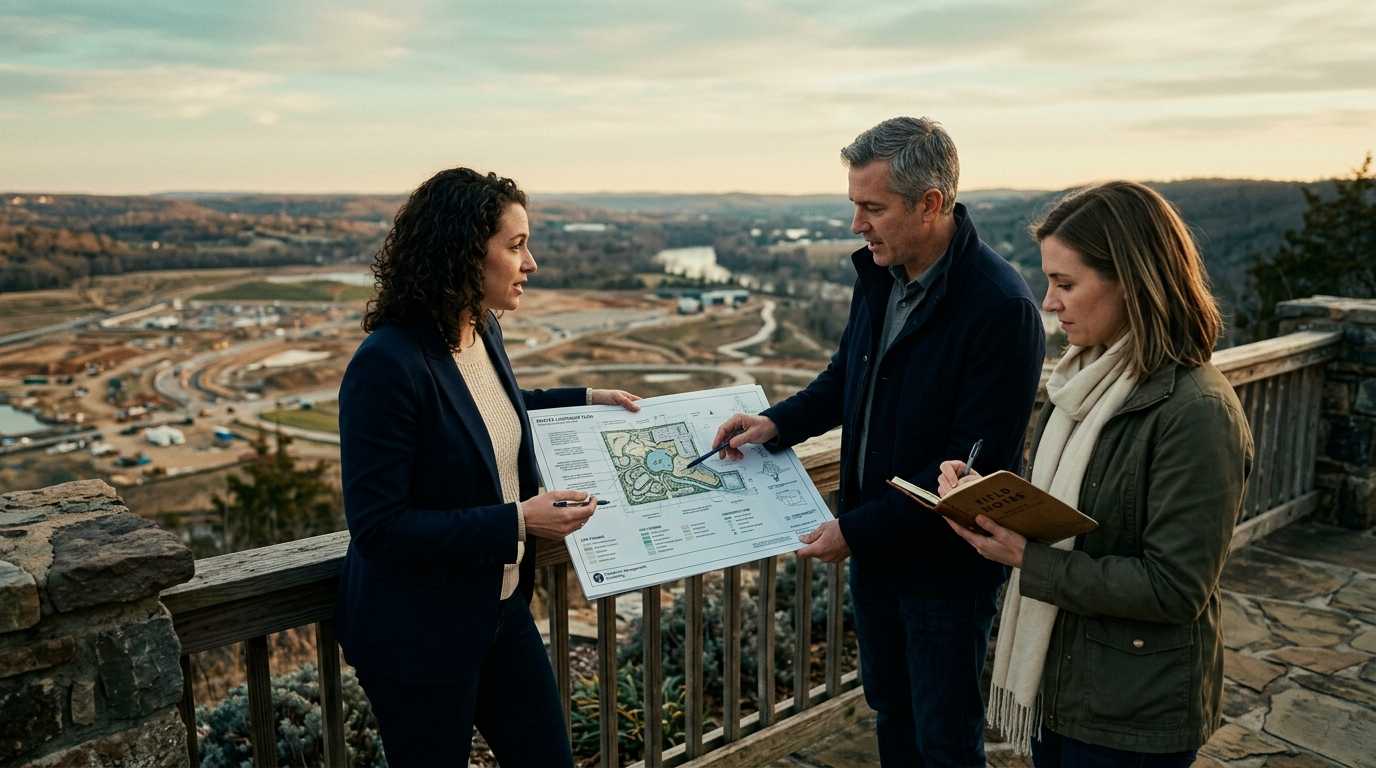 Professionals reviewing a landscape and site context