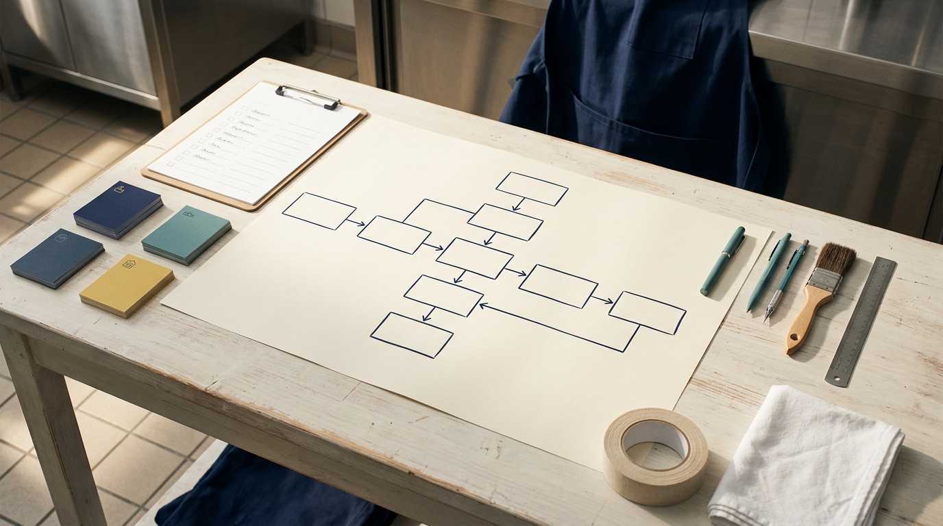 Food process flow and hygiene checklist preparation
