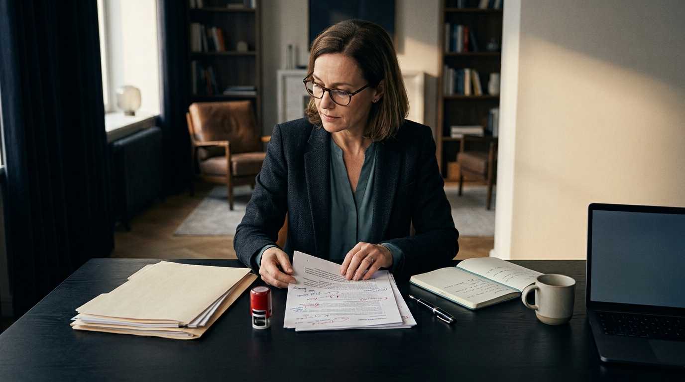 Reviewer examining controlled documents